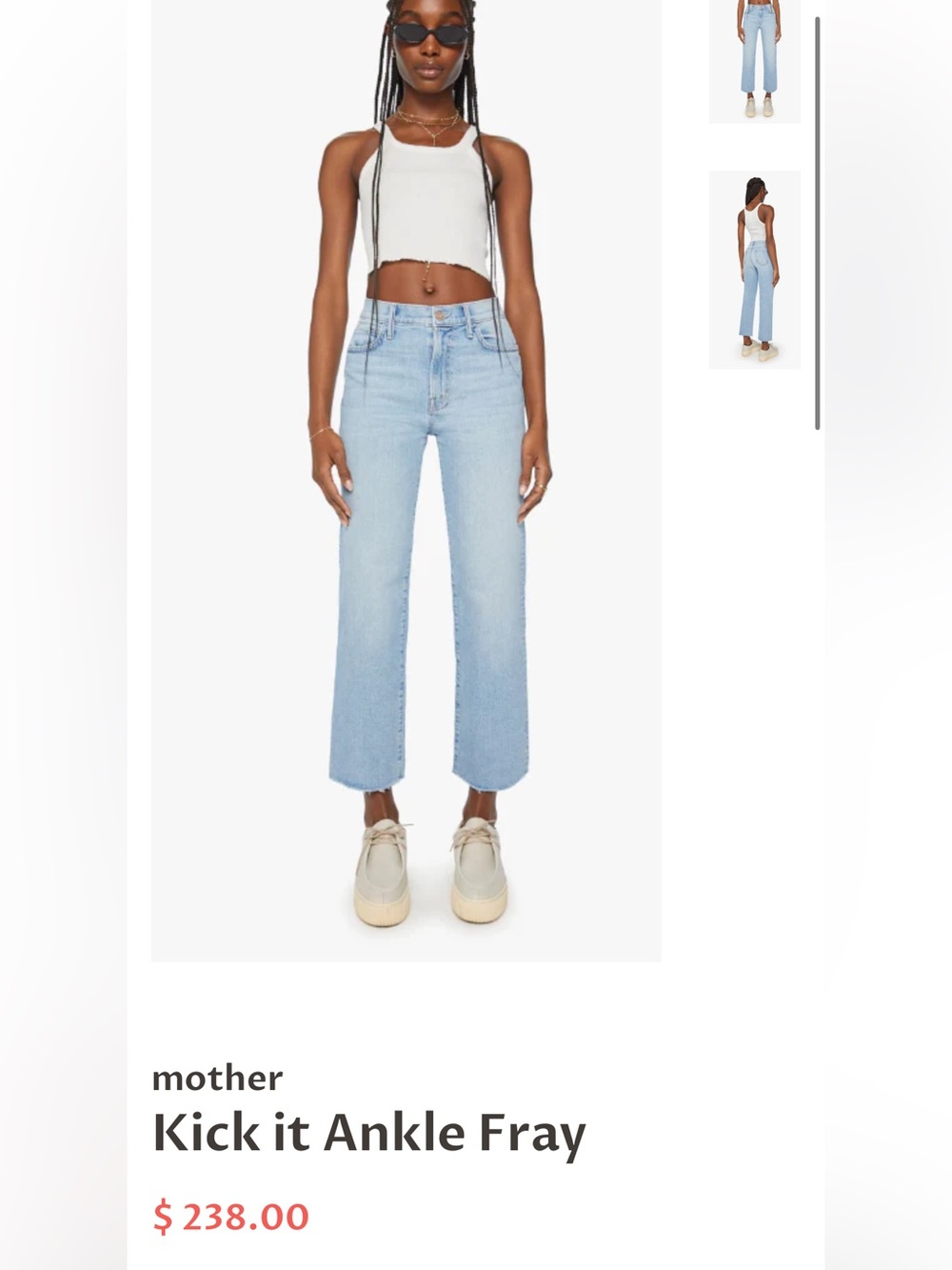 MOTHER THE KICKIT ANKLE FRAY women's Jeans NEW W/O TAG